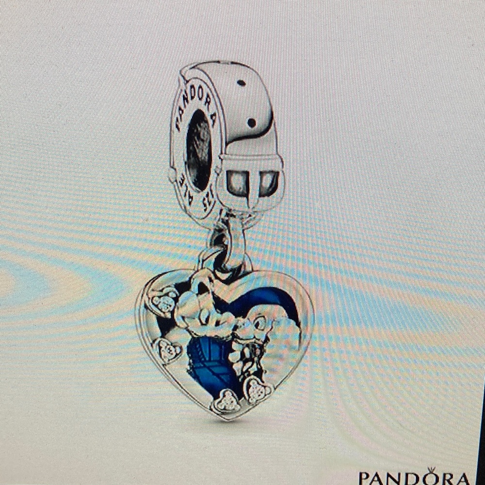 Pandora Heart Charm with Silver and Blue Details